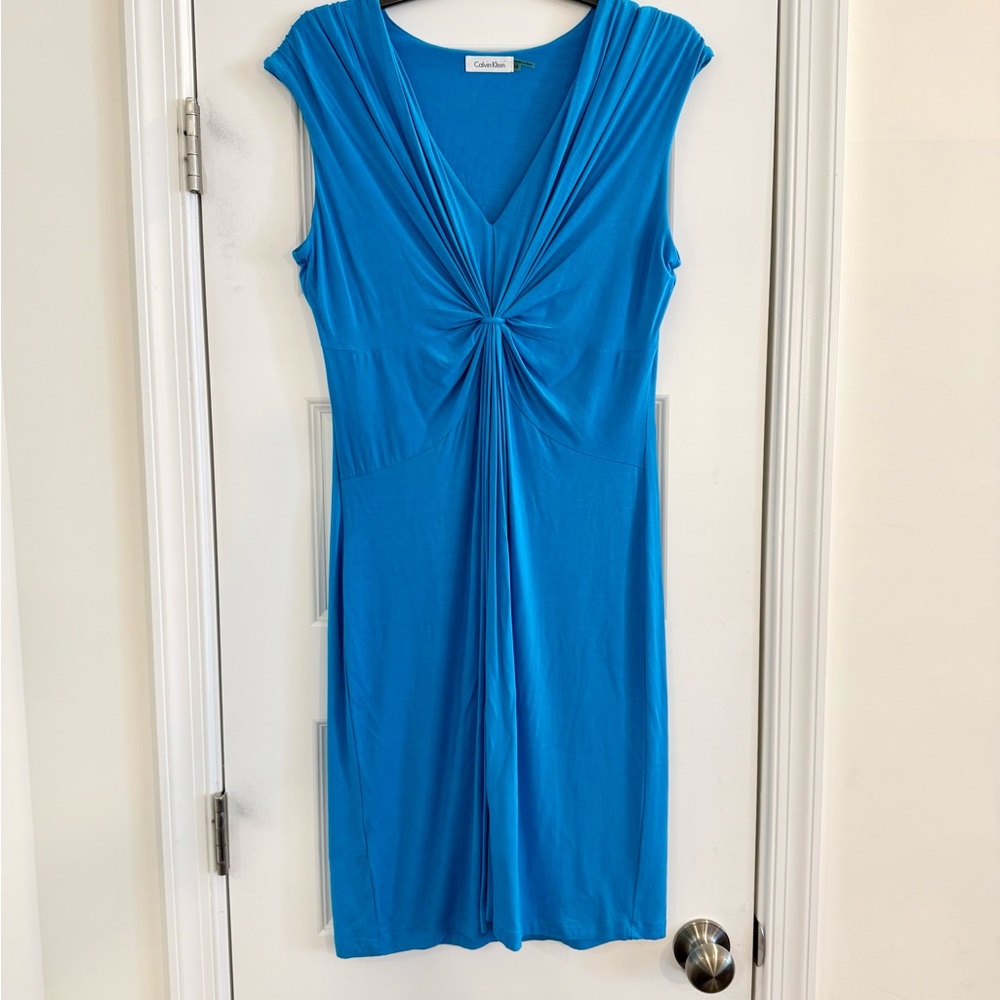 NWT Calvin Klein Blue Knot Front Sleeveless Dress Size 10